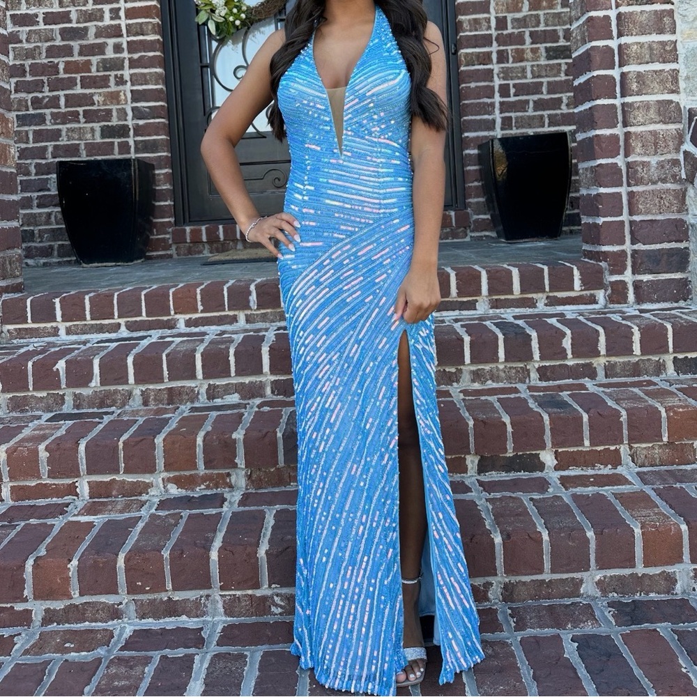 Aleta Blue Sequin Prom Dress